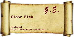 Glanz Elek névjegykártya